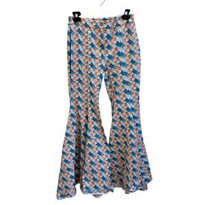 C’est La Vie Italy Patterned Denim Bell Bottom Jeans Size Womens Small